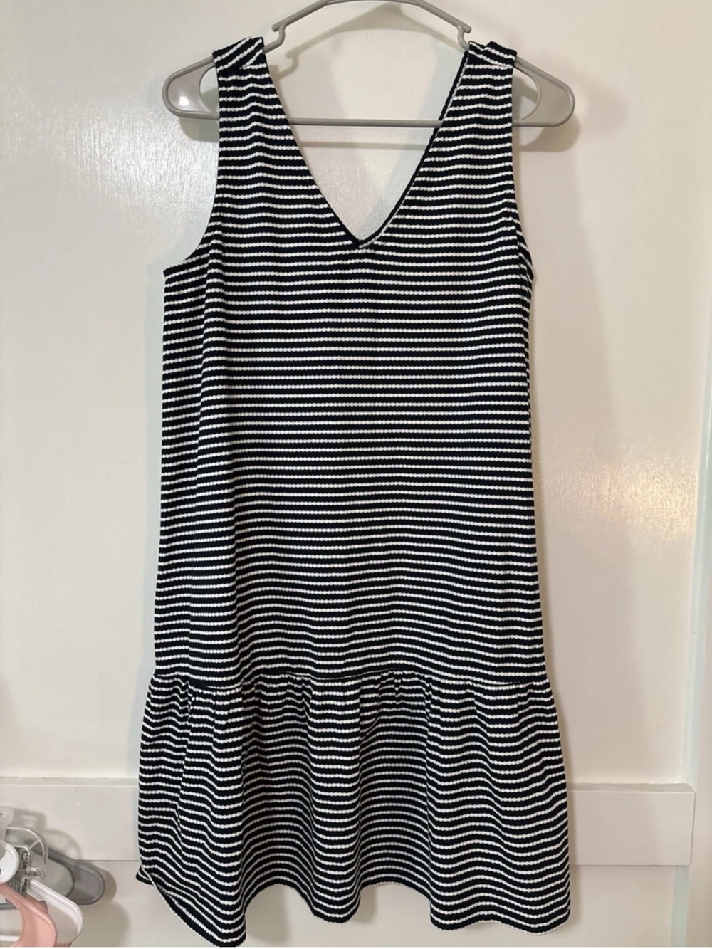 Loft Striped V-Neck Sleeveless Dress